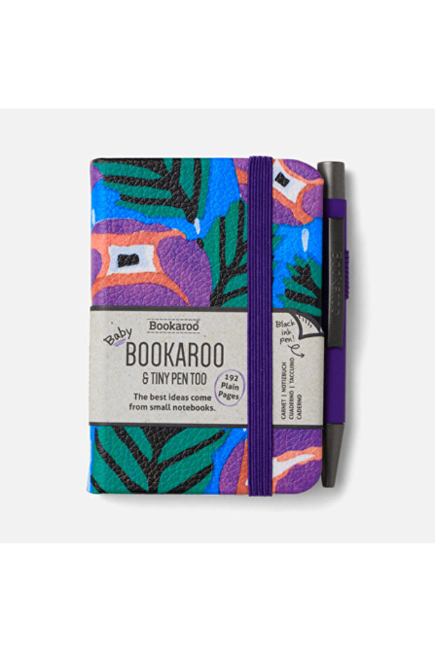 Notebook-Bookaroo A7Mor Turquoise Notebook+Pen with Flowers