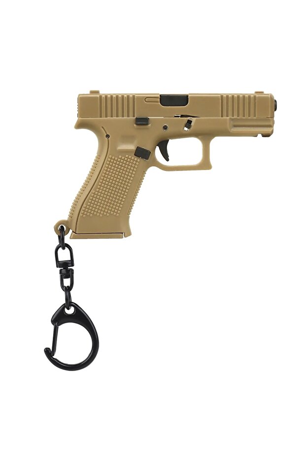 Brown Mini Tactical Pistol Shape Car Keychain for Men Portable Decorations Detachable Keyring Realis