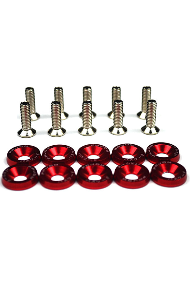 Red EAFC 10PCS M6x20 Car Styling Universal Modification JDM Hexagonal Fasteners Fender Washer Licen