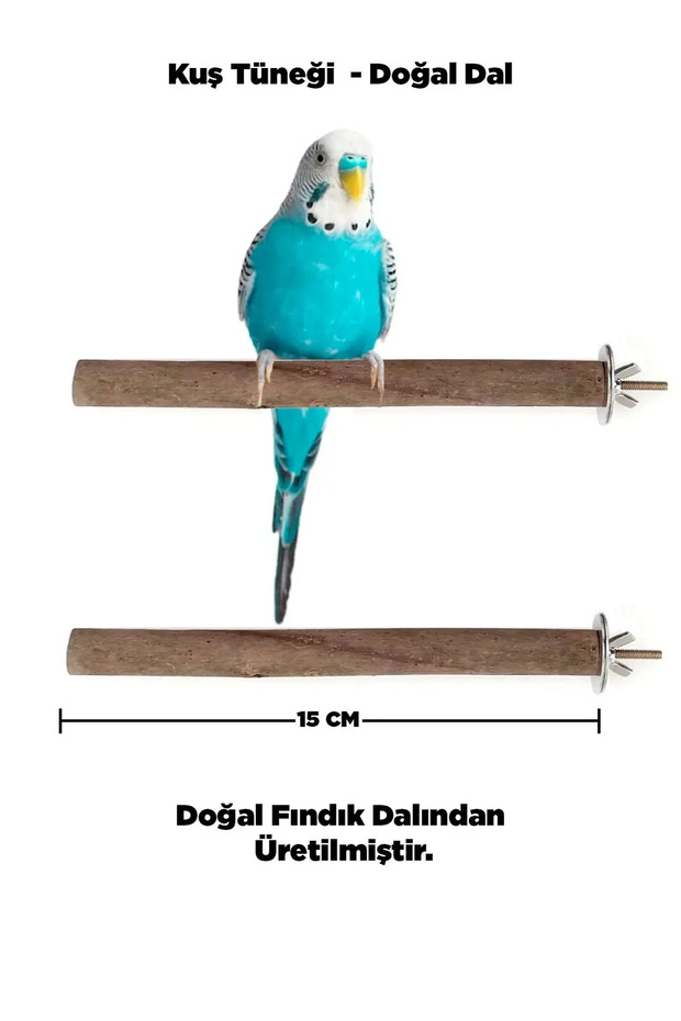 Natural Wooden Bird Perch 15 Cm - Real Hazelnut Branch