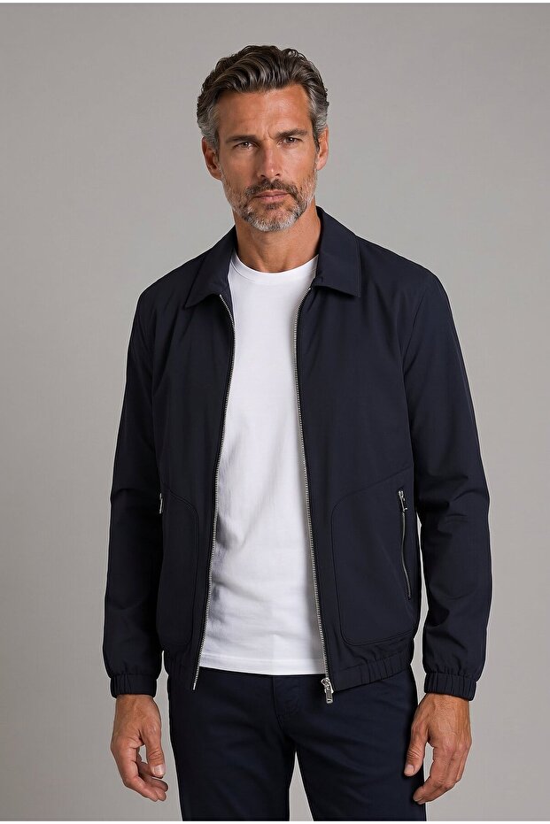Navy Blue Regular Fit Baby Collar Coat
