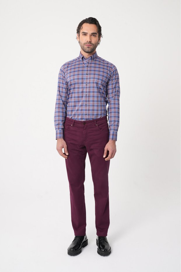 Burgundy Cotton Pocketed Sports Pants