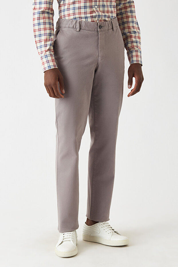 Gray Elasticated 4-Pocket Men's Trousers
