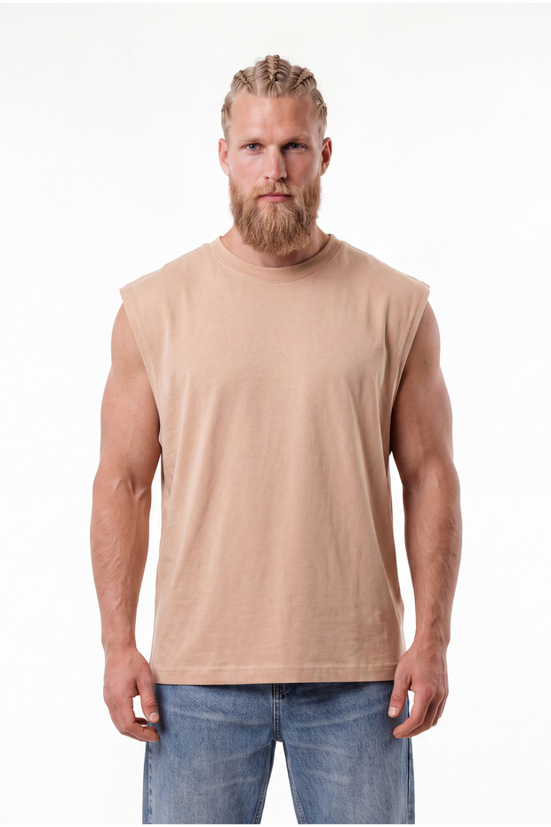 Men's Oversize Crew Neck Basic Undershirt Mink