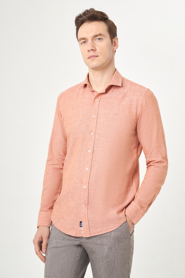 Slim Fit Long Sleeve Tile Sports Men's Shirt