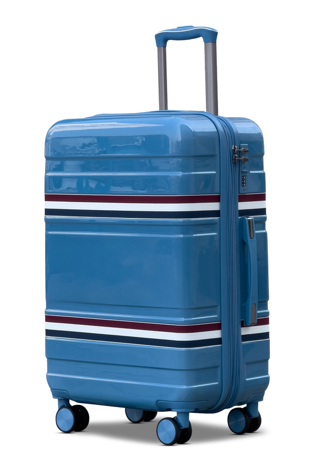 Travelus Expandable Printed PC Medium Checked 24 Inch (20-25kg) Luggage, Hard Shell, Lightweight, Combination Lock, Suitcase