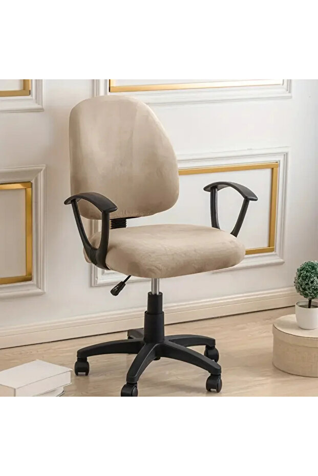 1set chair cover A2 Camel 2pcs/set Stretch Office Chair Covers Velvet Split Computer Chair Cover Ant