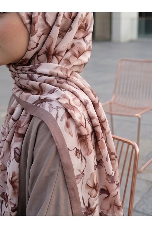 Organic Viscose Silk Incira Shawl 75X195Cm - Floral Patterned