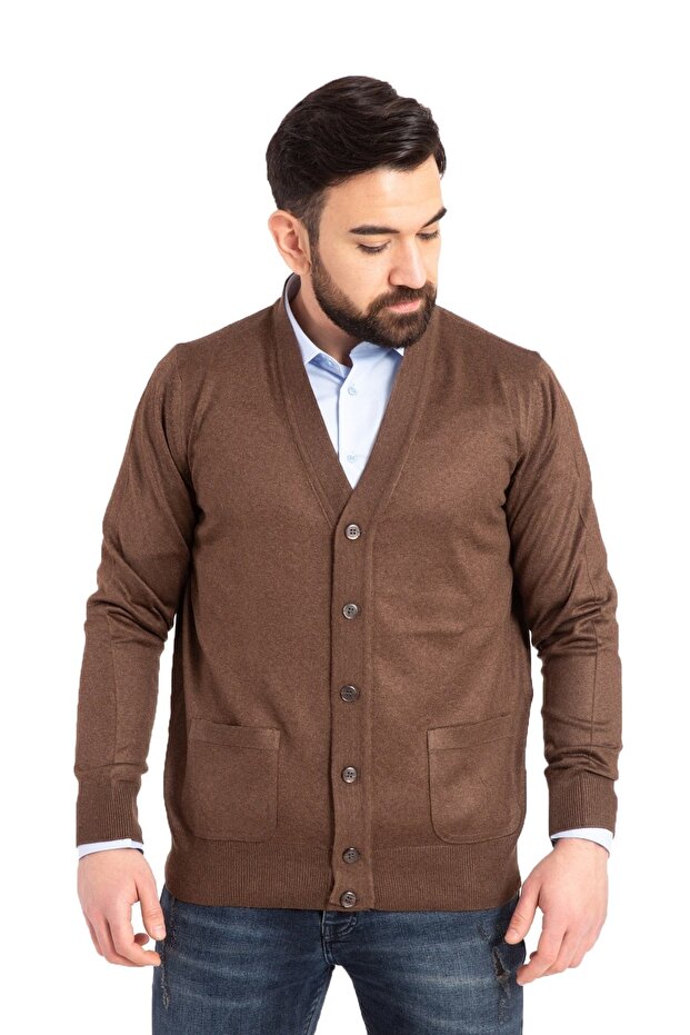Men's Middle-Aged and Older Thin Wool Acrylic Knitwear Knitted Buttoned Dad Cardigan 5100