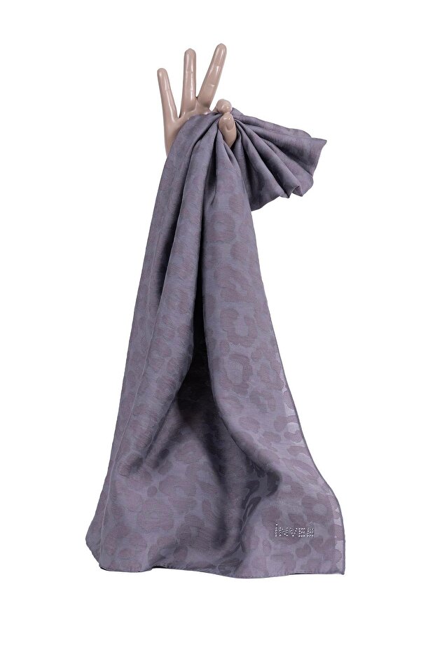 Leopard Square Scarf Anthracite
