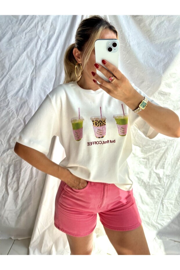 Women's White Color Printed Premium 100% Cotton Tshirt