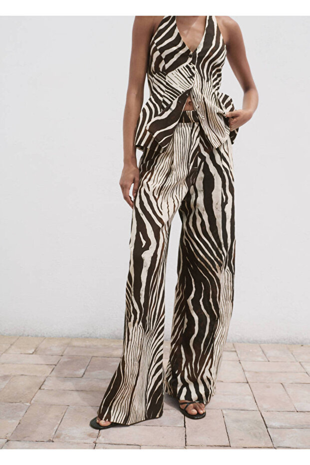 Zebra Print Linen Pants