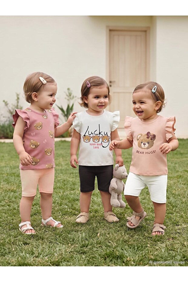 Teddybear Printed Set of 3 T-Shirts for 6-18 Months