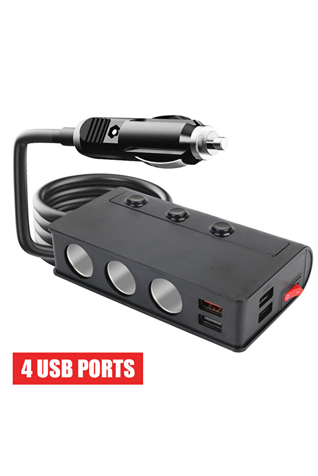 4 USB 180W 4 Port USB Charging Socket Cigarette Lighter Splitter Quick Charge 12V 24V For Phone IPad