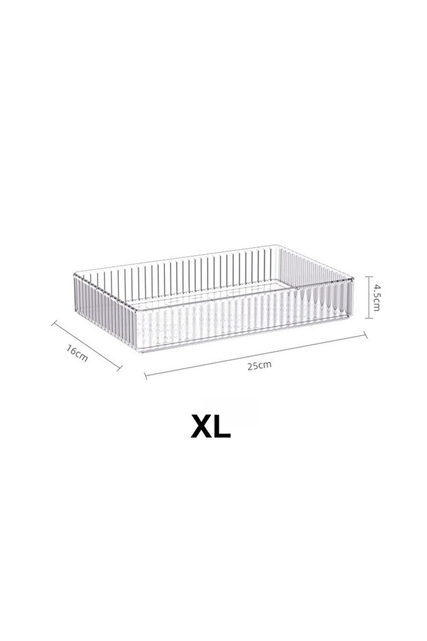 XL Clear Drawer Organizer Stackable 4 Size Clear Makeup Drawer Organizer Trays Acrylic Bathroom Vani