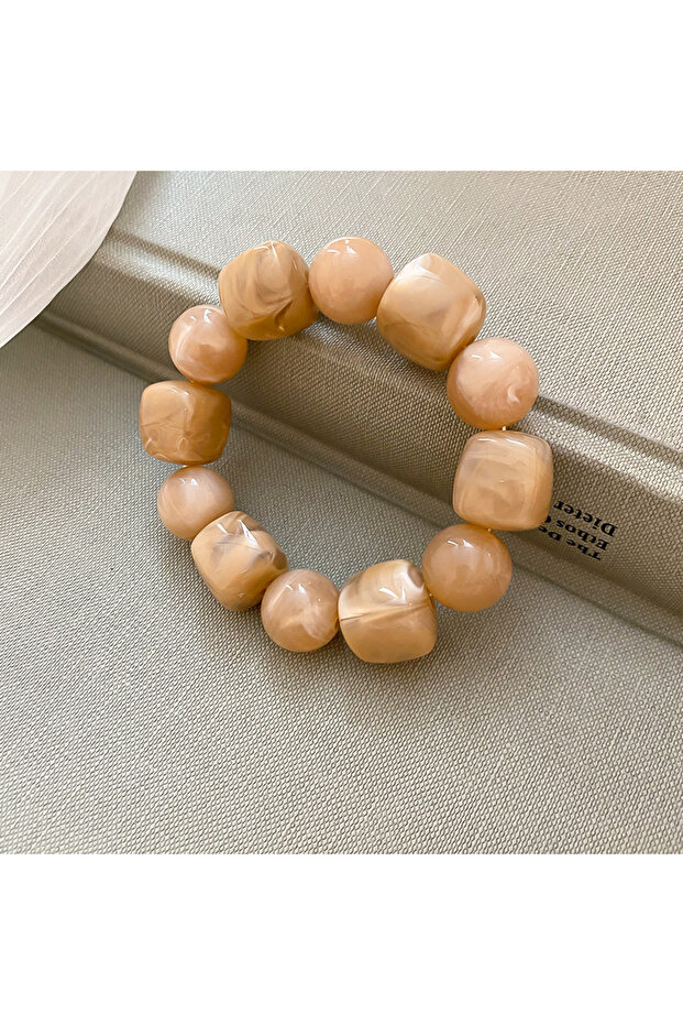 Style18 Multicolor Irregular Acrylic Beaded Bangles for Women Geometric Smudge String Bracelet Beach