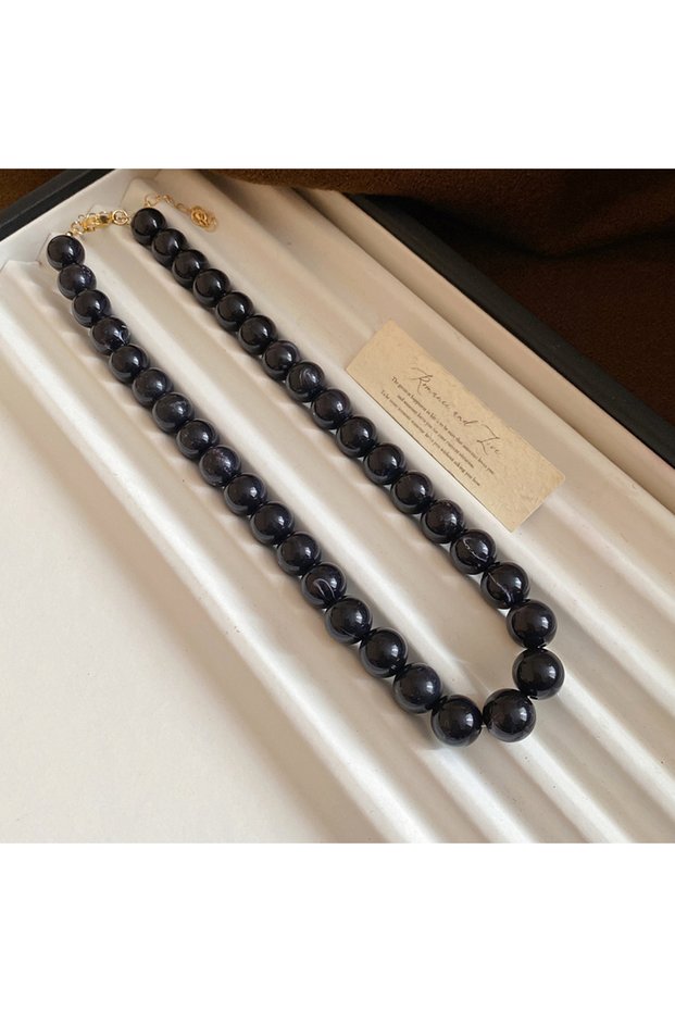 black color Multi-color Smudging Round Beads Acrylic Choers Necklaces Retro Smudging Resin Collarbon