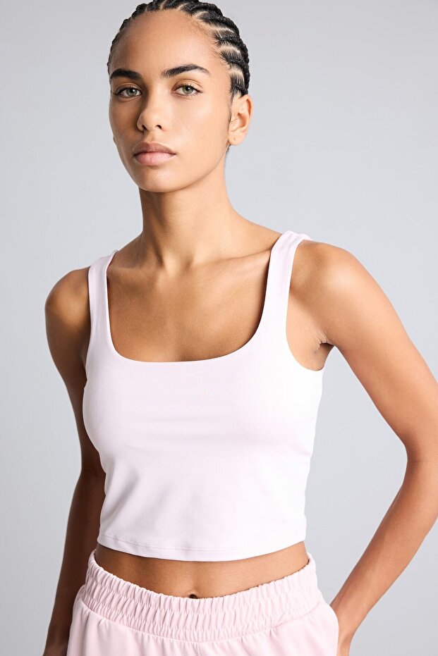 Square Neck Basic Crop Sports Athlete Tank Top H2003Ax26Au