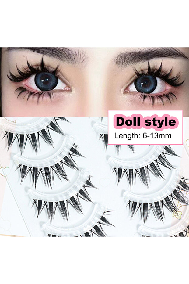 W-3 New Doll Lashes Extension Natural Cat Eye False Eyelashes Cosplay Makeup Cross Strip Eye Lashes