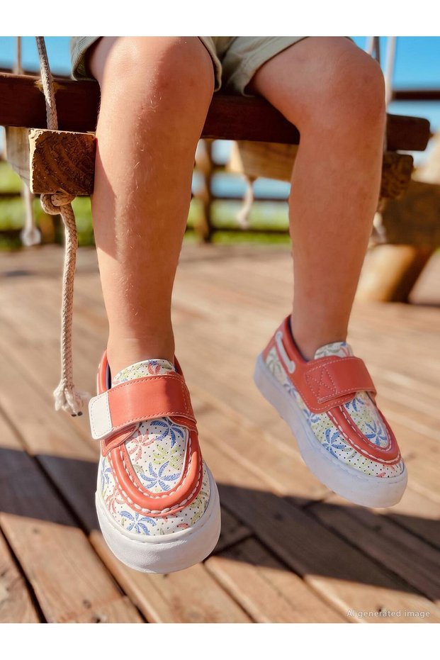 Surf Fish Printed Sports Shoes | School Nursery and Daily Use - Orange