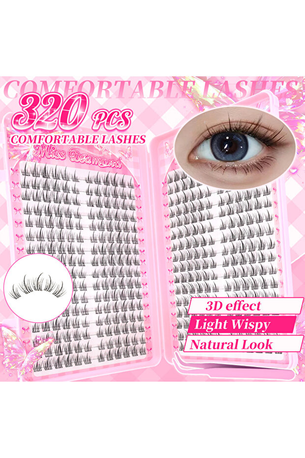 MIX 320PCS 320PCS/Glue-Free D-Curl Mixed Length, DIY-Friendly for Music Festivals, Christmas, Hallow