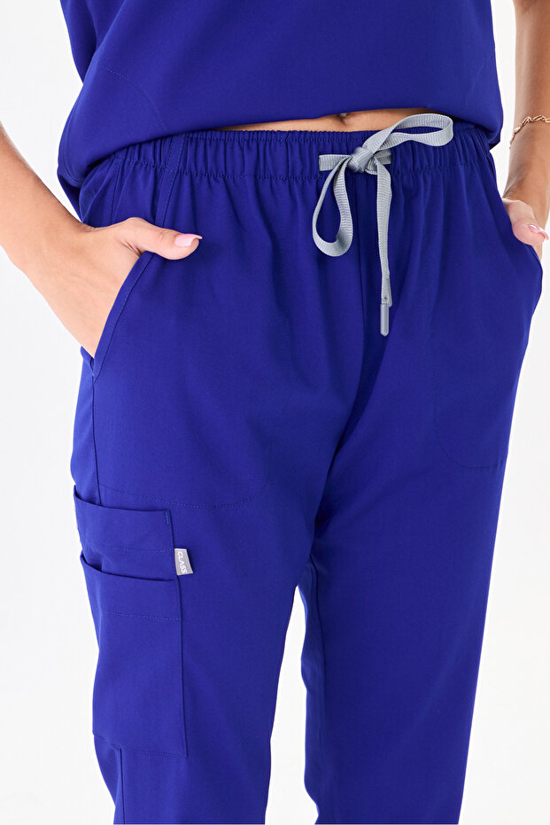 Single Bottom Cobalt Blue Lycra Unisex Nurse and Doctor Uniform Pants Scrubs Pants Medical Uniform