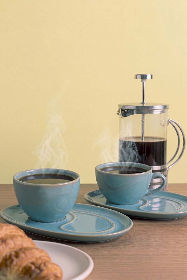 Turkuaz Ocean Damla Coffee Presentation Set for 2 People - 4 Pieces