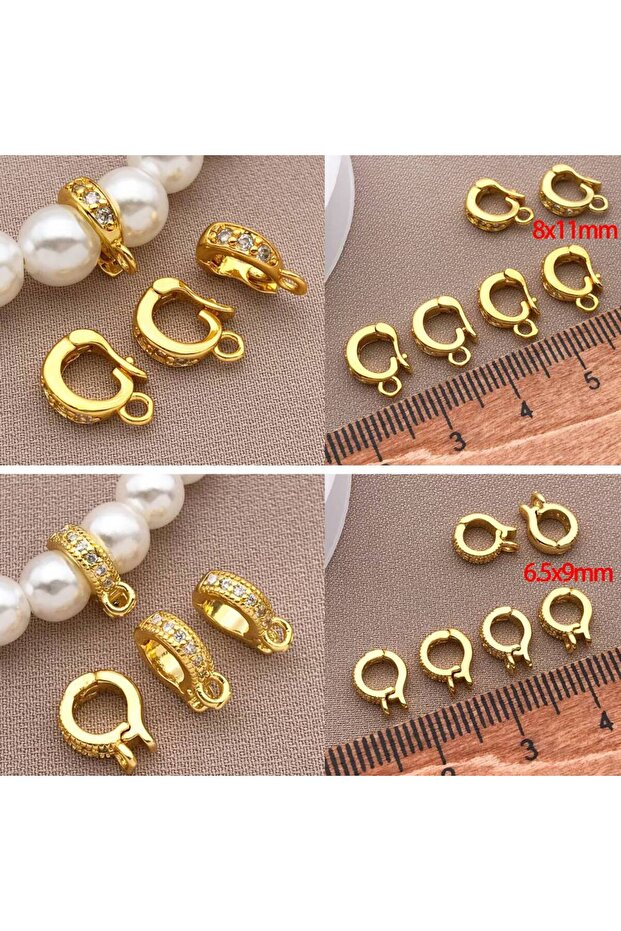 6.5mmx9mm style 2 3pcs18K Copper Plated Genuine Golden Thick Silvery White Golden Melon Seed Buckle
