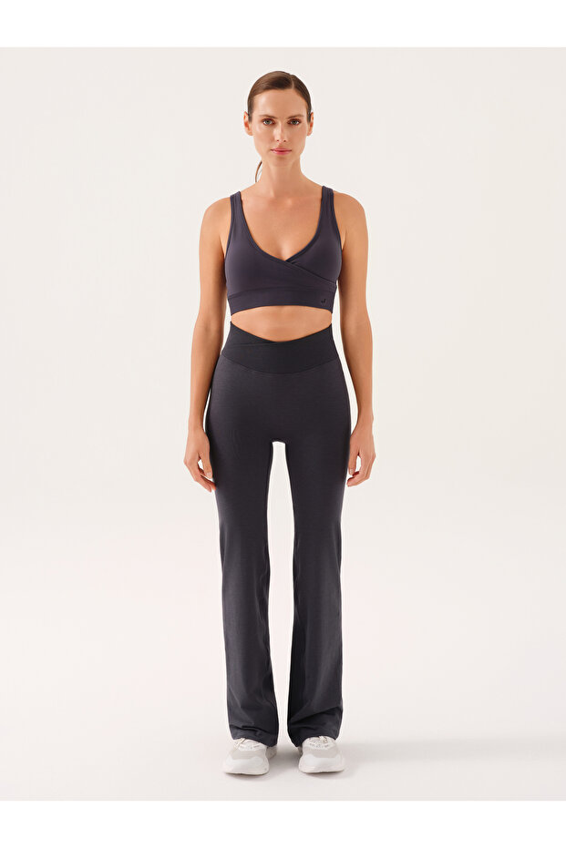 Motion Cross Waist Flare Leggings Carbon