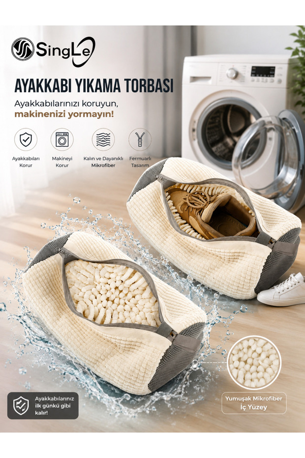 Shoe Washing Bag Special Pasta Cloth Zippered Large Size Microfiber