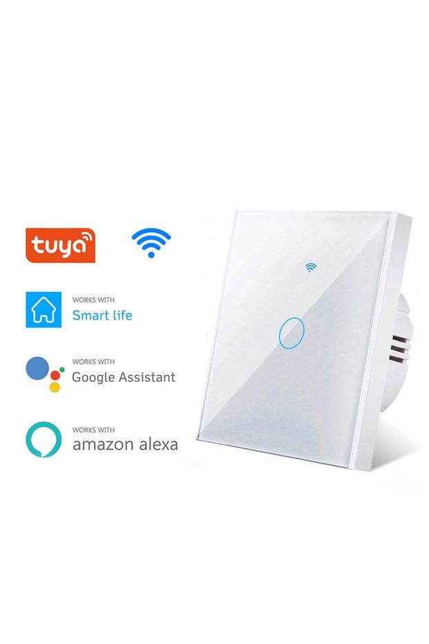 white touch one EU Touch Switch LED Crystal Glass Panel Wall Lamp Light Switch No Neutral Wire 1/2/3