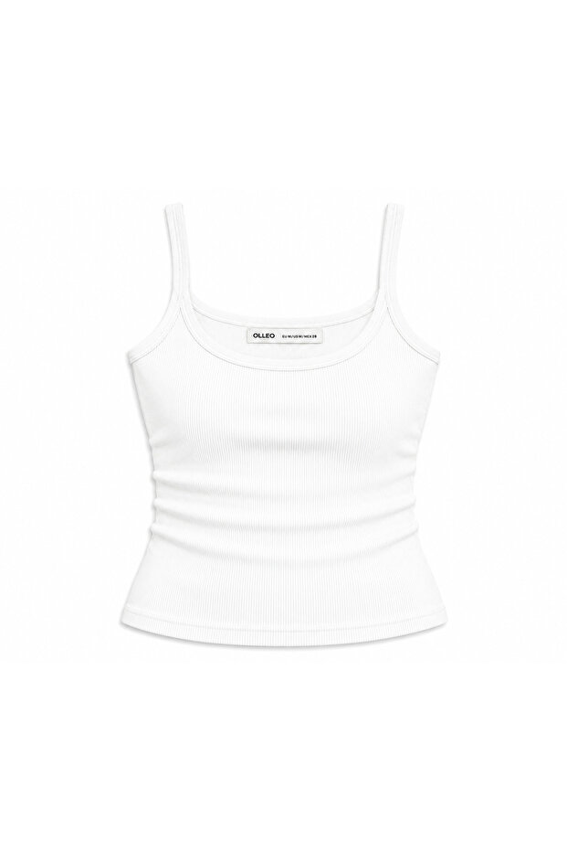 Women's White Thin Strap Basic Athlete Top