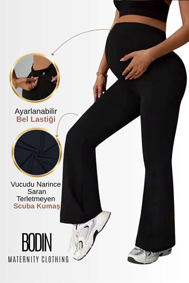 Spanish Style Adjustable Waist Flexible Recovery Scuba Maternity Leggings