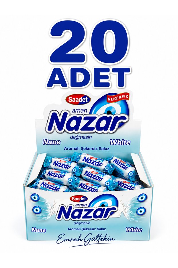 Nazar Chewing Gum Mint Flavored Sugar-Free 20 Pieces Single Pack Refreshing Gum Set