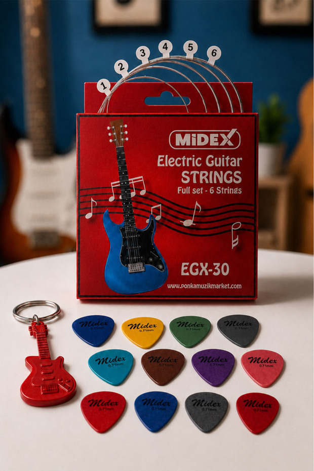 مجموعة أوتار الجيتار الكهربائي Midex Egx-30 ومجموعة Plectrums