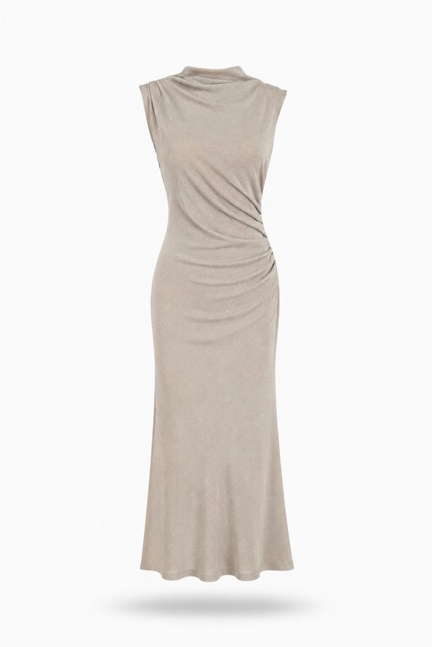 Half Fisherman Sleeveless Maxi Dress