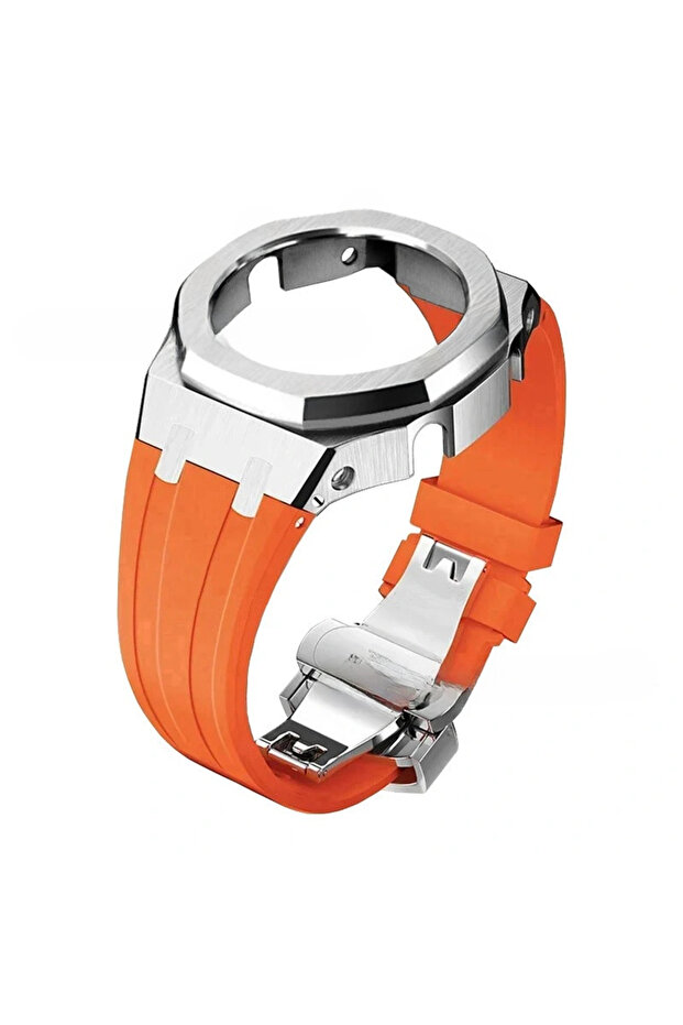 For GA2100 GAB2100 Silver-orange Modification Kit for Casioak GA2100 Mod Kits Metal Bezel Frame & Ru