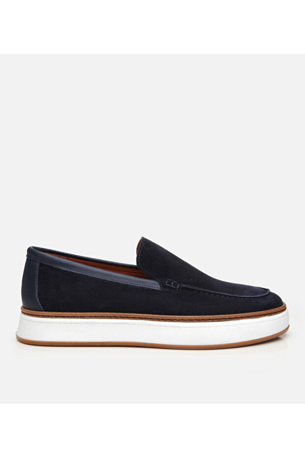 Men's Suede Leather Navy Blue Loafer