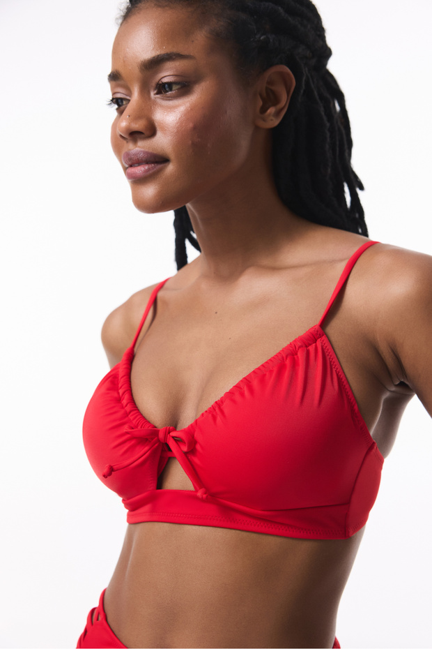 Red Front Opening Underwire Bikini Top