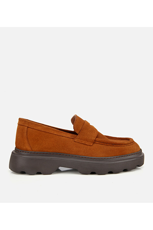 Men's Suede Leather Tan Thick Soled Casual Loafer