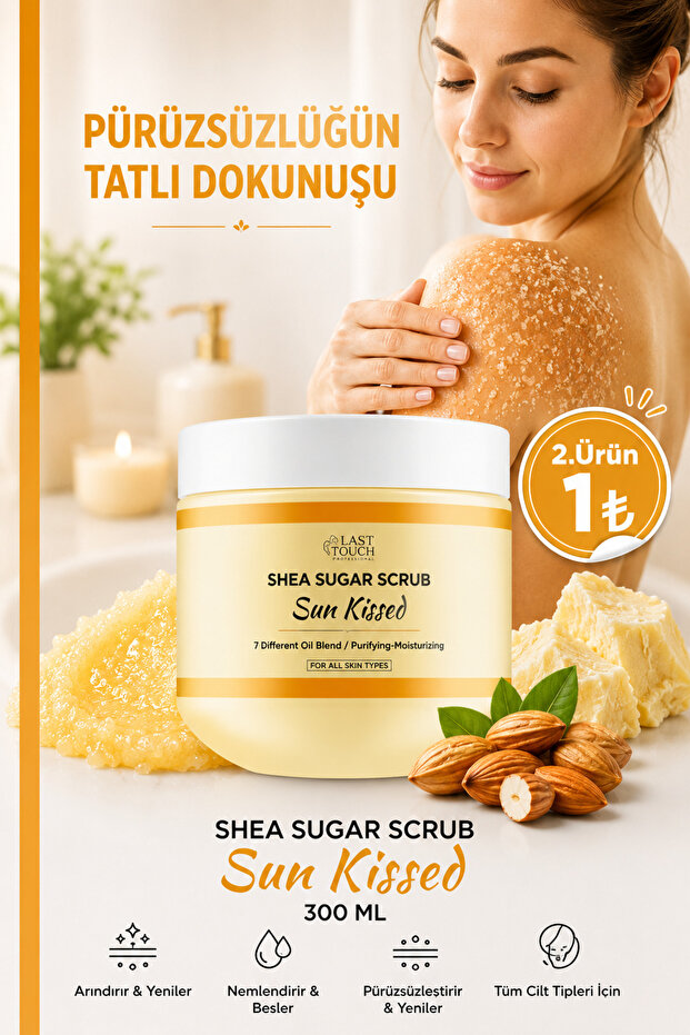Body Scrub Nourishing, Moisturizing and Purifying, Shea Sugar Scrub 300 ml (Sun Kissed)