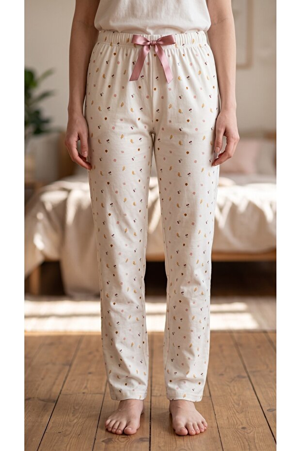 Home Wear Glittery Pajama Bottoms High Waist Modal Fabric White Modern Quality Aesthetic 🎁 Gift Socks