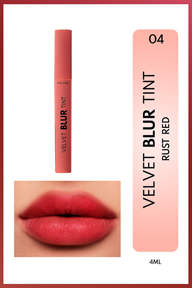 Velvet Blur Tint Velvet Finish Moisturizing Matte Lipstick - 04 Rust Red - Pink