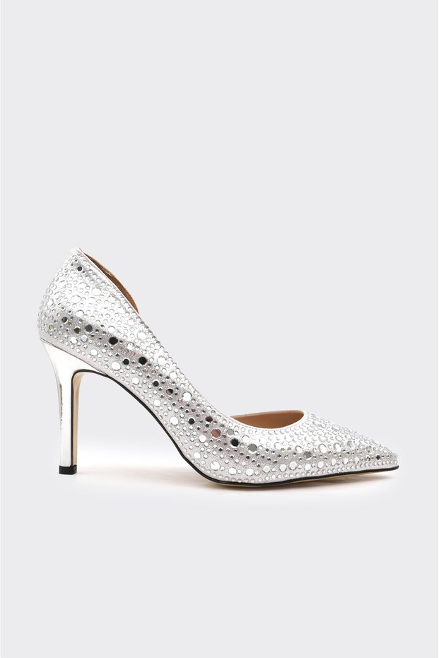 Taşlı Dekolteli Kadın Stiletto