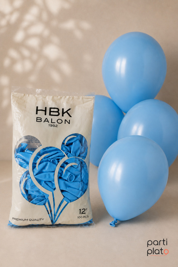 Pastel 12" Balon Hbk Baby Blue 100Pcs