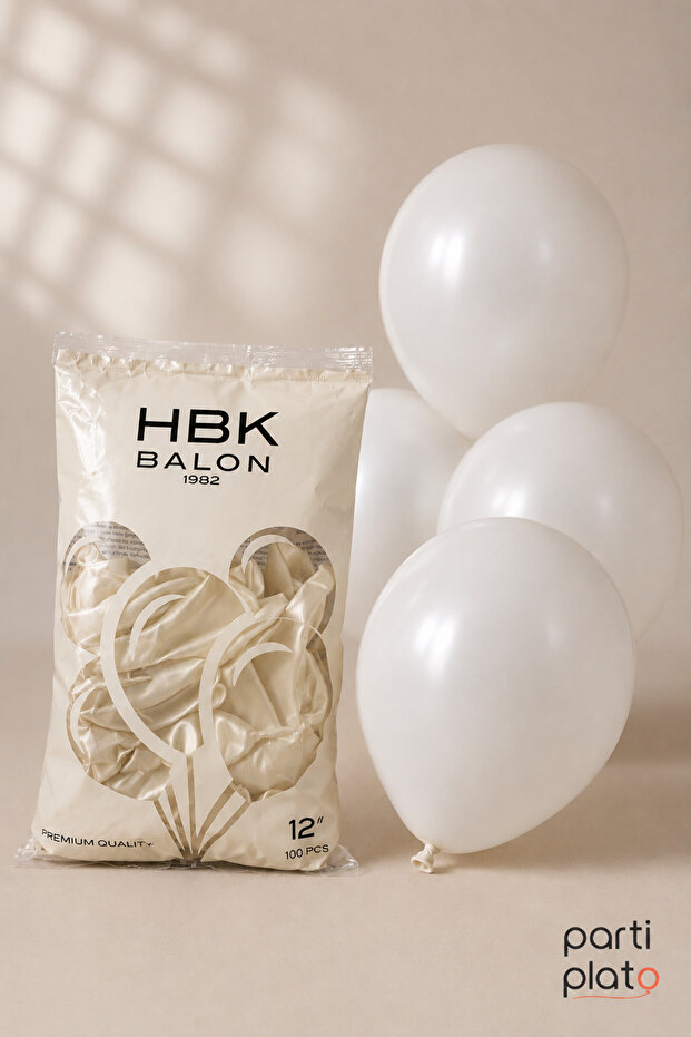 Hbk Pastel Balloons 12" Hbk White 100Pcs