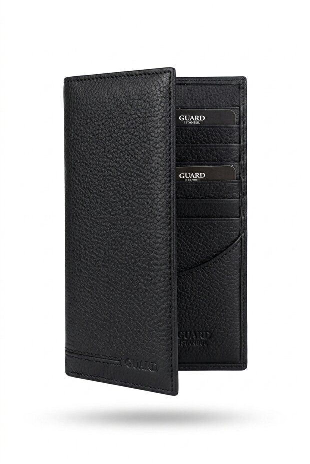 Thin Black Leather Portfolio Hand Wallet