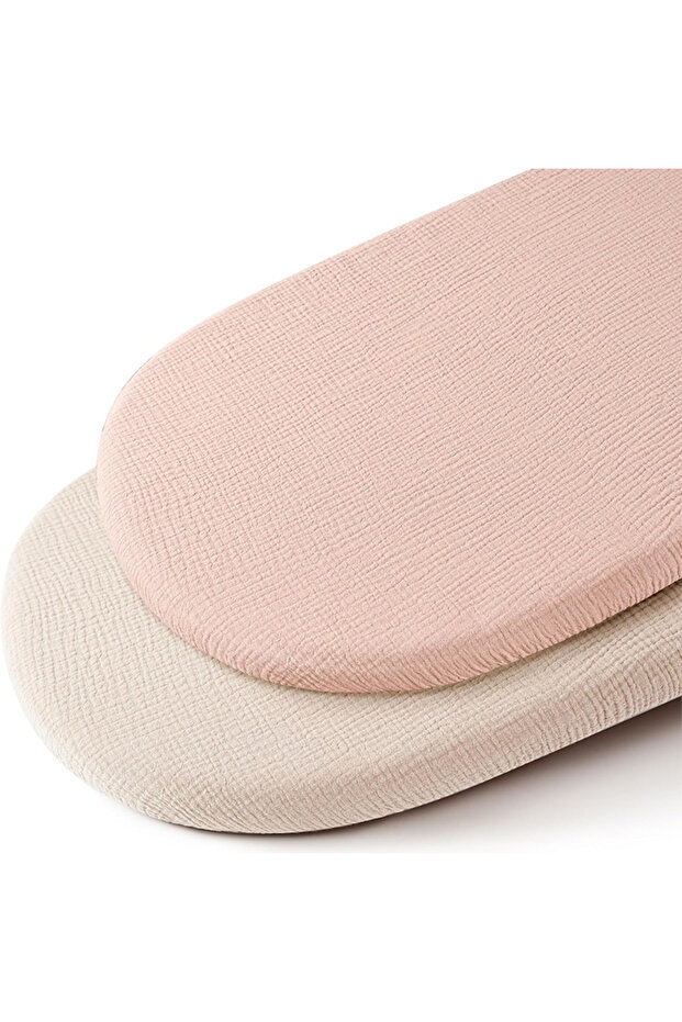 SD01 2PCS Baby Fitted Bassinet Sheet Newborn Changing Pad Cover Solid Printed Breathable Crib Fitted