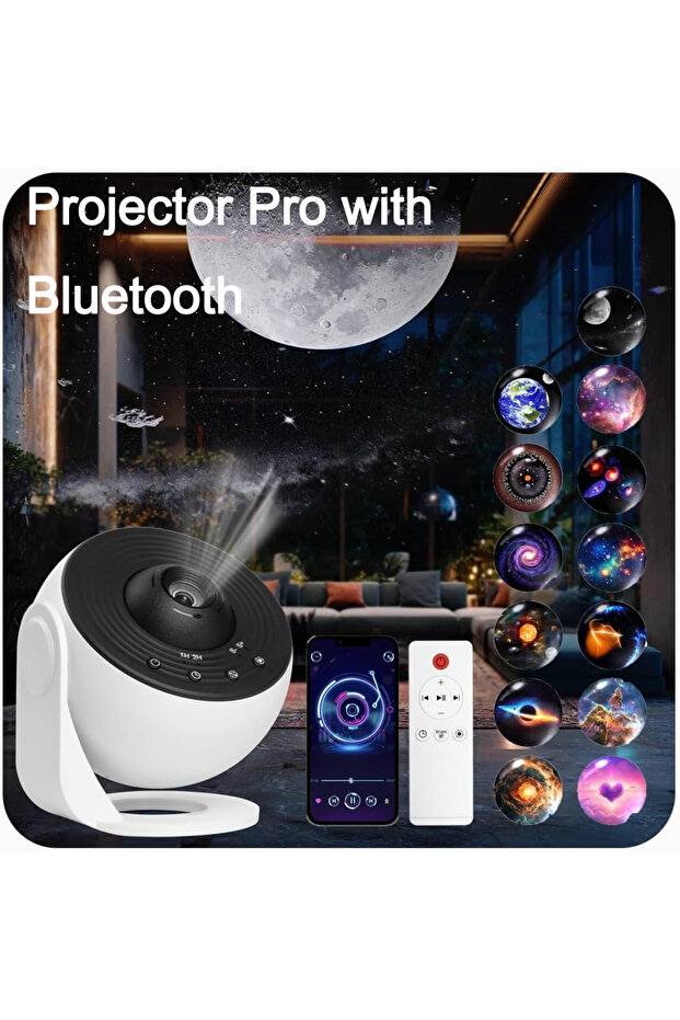 B and W Bluetooth Pro Night Light Galaxy Projector Starry Sky Projector 360° Rotate Planetarium Lamp