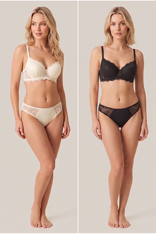 Stylish and Comfortable Bra Set with Lace and Padded Support